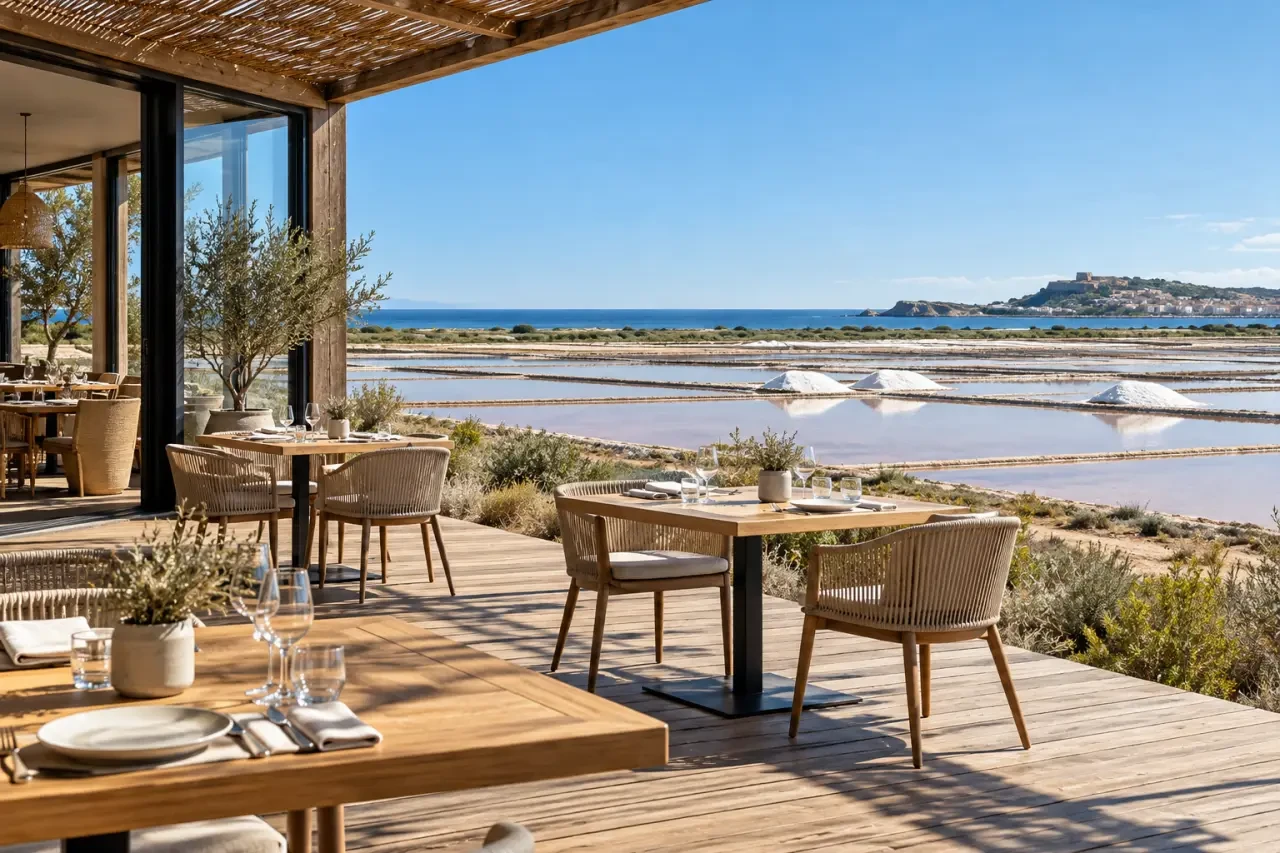 Restaurant les salins Gruissan au cœur des marais salants