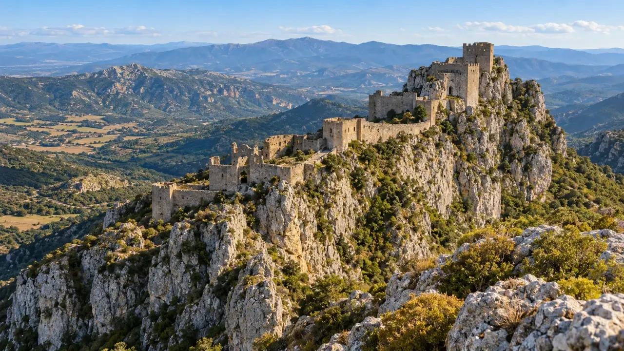 Lieux insolites Aude : château de Peyrepertuse perché dans les Corbières