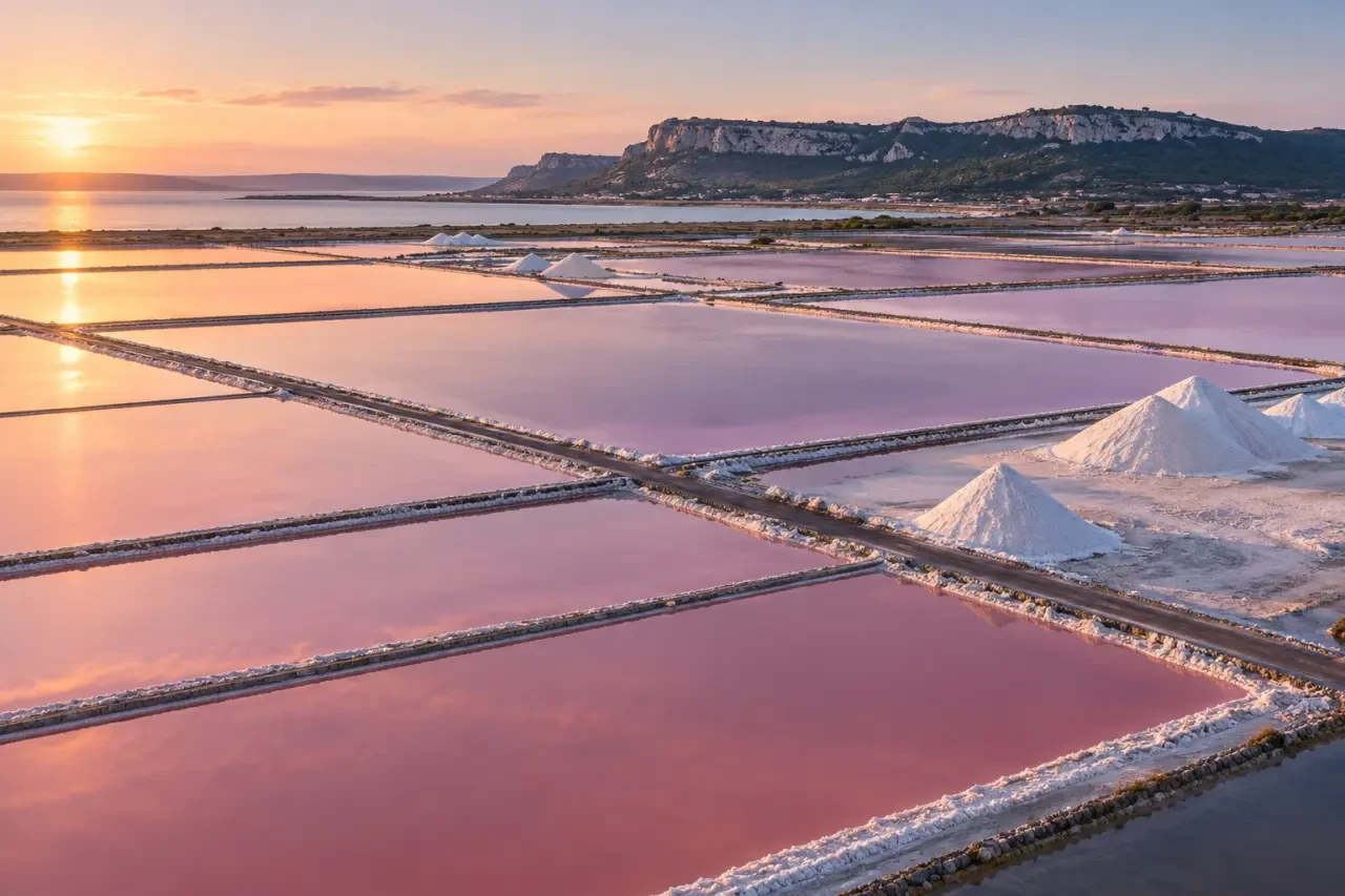 Lieux insolites Aude : bassins du Salin de Gruissan aux teintes rosées