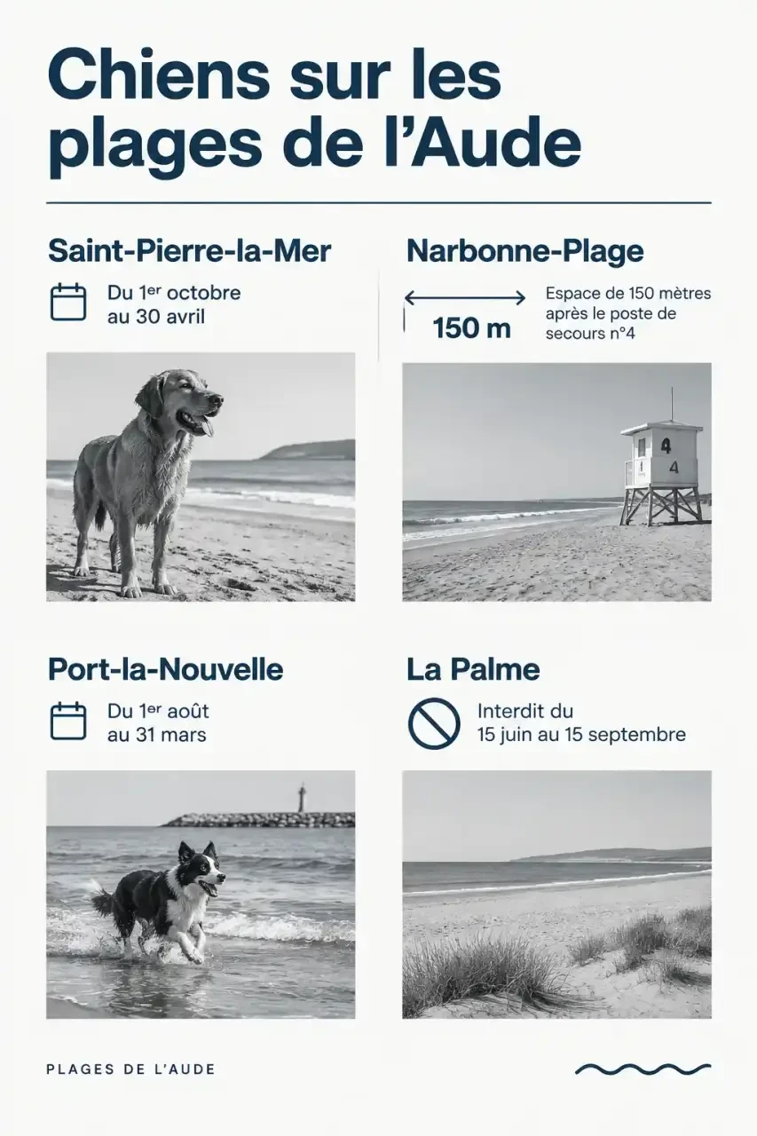 Plage chien Gruissan : périodes et conditions d'accès des chiens sur les plages voisines de l'Aude