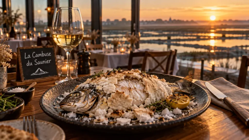 Restaurant les salins gruissan : poisson en croûte de sel et marais salants